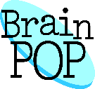 The image displays the BrainPOP logo, featuring the words Brain POP in bold black letters over a blue oval shape with a highlighted edge on a light background.